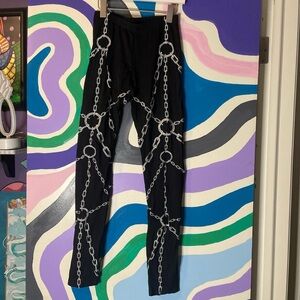 Black Dolls Kill Leggings with Chain Print